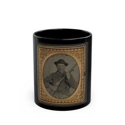 Unidentified Soldier In Confederate Uniform With Berdan's Sharps Rifle And Colt 1862 Police Model Pistol (U.S. Civil War) Black Coffee Mug-11oz-Go Mug Yourself