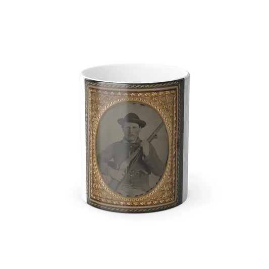 Unidentified Soldier in Confederate Uniform With Berdan's Sharps Rifle and Colt 1862 Police Model Pistol (U.S. Civil War) Color Changing Coffee Mug 11oz-11oz-Go Mug Yourself