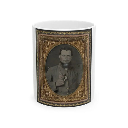 Unidentified Soldier In Confederate Uniform With Bouquet Of Flowers (U.S. Civil War) White Coffee Mug 11oz - Go Mug Yourself