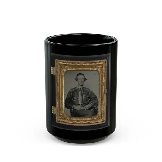Unidentified Soldier In Confederate Uniform With Bowie Knife(2) (U.S. Civil War) Black Coffee Mug 15oz - Go Mug Yourself