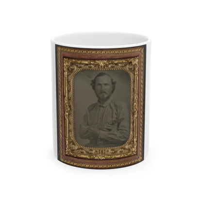 Unidentified Soldier In Confederate Uniform With Bowie Knife And Revolver (U.S. Civil War) White Coffee Mug-11oz-Go Mug Yourself