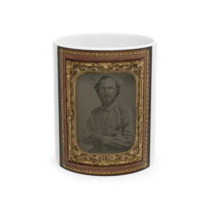 Unidentified Soldier In Confederate Uniform With Bowie Knife And Revolver (U.S. Civil War) White Coffee Mug 11oz - Go Mug Yourself