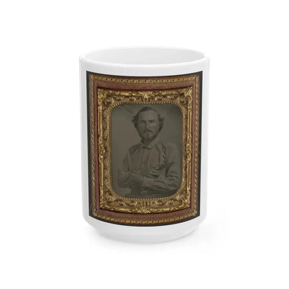 Unidentified Soldier In Confederate Uniform With Bowie Knife And Revolver (U.S. Civil War) White Coffee Mug 15oz - Go Mug Yourself