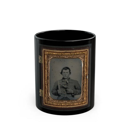 Unidentified Soldier In Confederate Uniform With Bowie Knife And Single Shot Pistol (U.S. Civil War) Black Coffee Mug-11oz-Go Mug Yourself