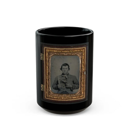 Unidentified Soldier In Confederate Uniform With Bowie Knife And Single Shot Pistol (U.S. Civil War) Black Coffee Mug-15oz-Go Mug Yourself