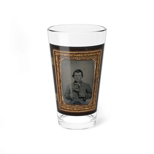 Unidentified Soldier In Confederate Uniform With Bowie Knife And Single Shot Pistol (U.S. Civil War) Pint Glass 16oz-16oz-Go Mug Yourself