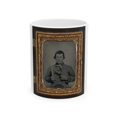 Unidentified Soldier In Confederate Uniform With Bowie Knife And Single Shot Pistol (U.S. Civil War) White Coffee Mug 11oz - Go Mug Yourself