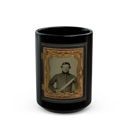 Unidentified Soldier In Confederate Uniform With Bowie Knife (U.S. Civil War) Black Coffee Mug-15oz-Go Mug Yourself