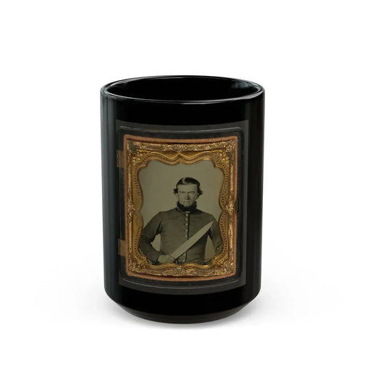 Unidentified Soldier In Confederate Uniform With Bowie Knife (U.S. Civil War) Black Coffee Mug 15oz - Go Mug Yourself