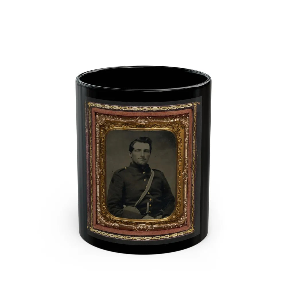 Unidentified Soldier In Confederate Uniform With Canteen And Knife (U.S. Civil War) Black Coffee Mug-11oz-Go Mug Yourself