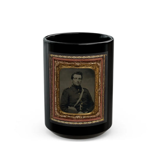 Unidentified Soldier In Confederate Uniform With Canteen And Knife (U.S. Civil War) Black Coffee Mug-15oz-Go Mug Yourself