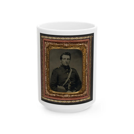 Unidentified Soldier In Confederate Uniform With Canteen And Knife (U.S. Civil War) White Coffee Mug-15oz-Go Mug Yourself