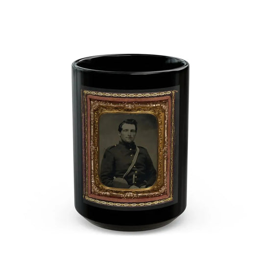 Unidentified Soldier In Confederate Uniform With Canteen And Knife (U.S. Civil War) Black Coffee Mug 15oz - Go Mug Yourself