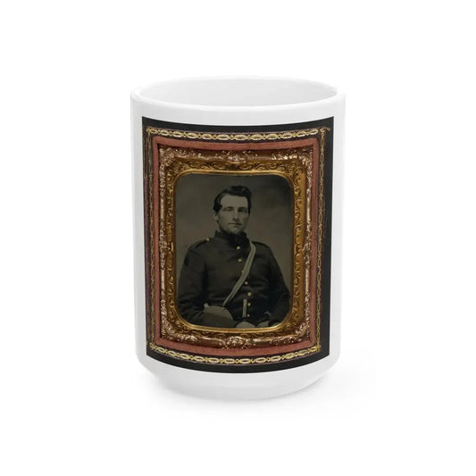 Unidentified Soldier In Confederate Uniform With Canteen And Knife (U.S. Civil War) White Coffee Mug 15oz - Go Mug Yourself