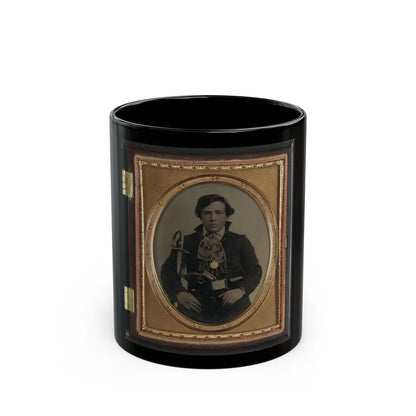 Unidentified Soldier In Confederate Uniform With Cavalry Sword And Revolver (U.S. Civil War) Black Coffee Mug-11oz-Go Mug Yourself