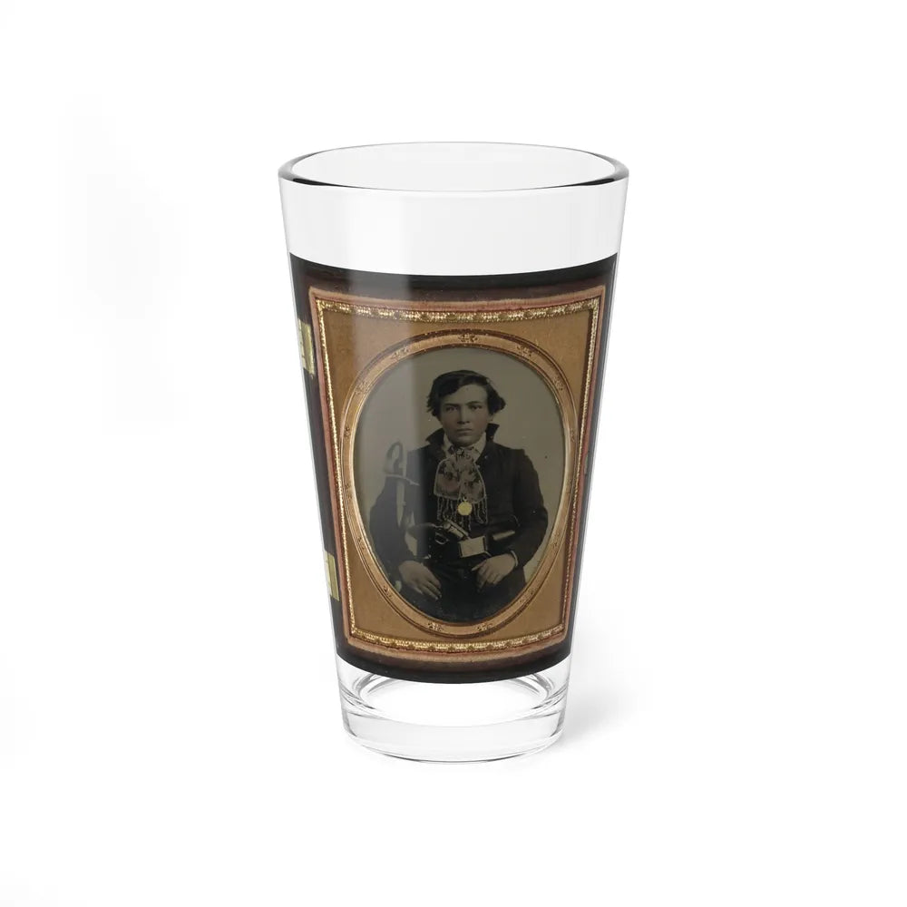 Unidentified Soldier In Confederate Uniform With Cavalry Sword And Revolver (U.S. Civil War) Pint Glass 16oz-16oz-Go Mug Yourself