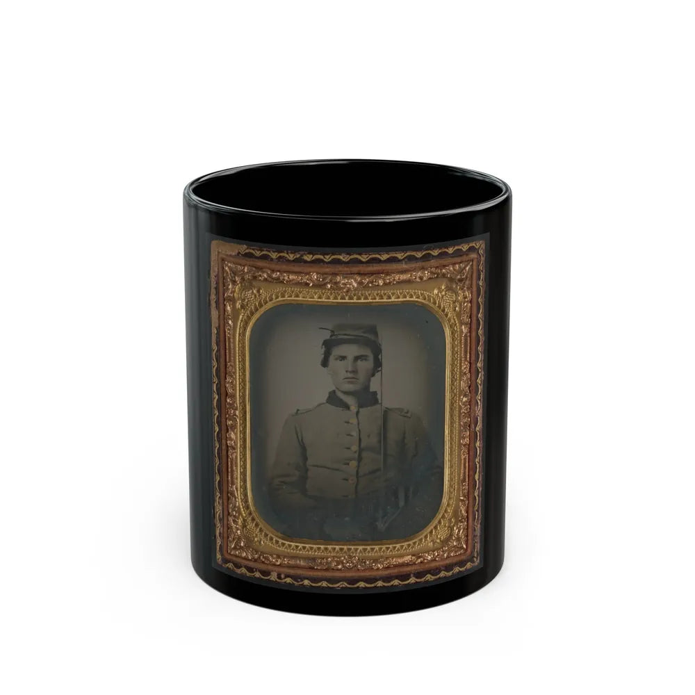 Unidentified Soldier In Confederate Uniform With Cavalry Sword (U.S. Civil War) Black Coffee Mug-11oz-Go Mug Yourself