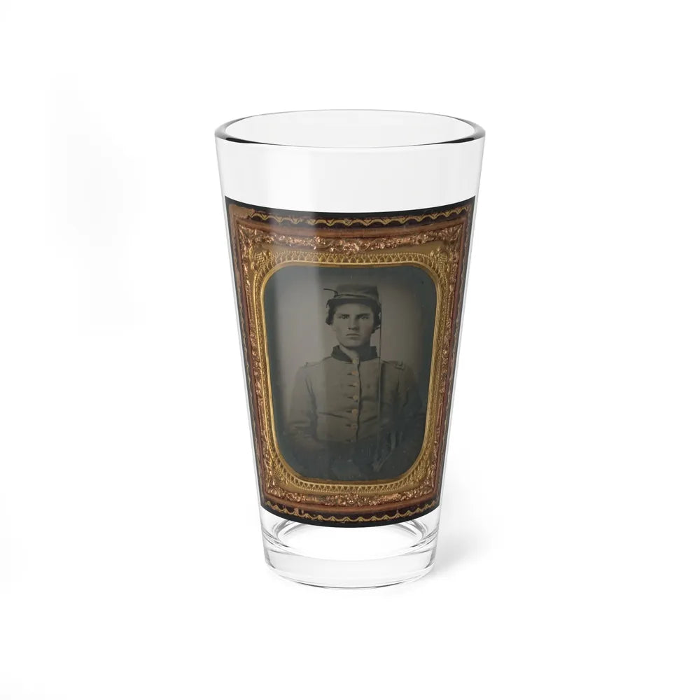 Unidentified Soldier In Confederate Uniform With Cavalry Sword (U.S. Civil War) Pint Glass 16oz-16oz-Go Mug Yourself