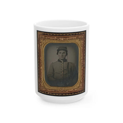 Unidentified Soldier In Confederate Uniform With Cavalry Sword (U.S. Civil War) White Coffee Mug-15oz-Go Mug Yourself