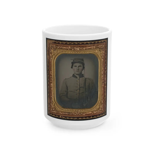 Unidentified Soldier In Confederate Uniform With Cavalry Sword (U.S. Civil War) White Coffee Mug-15oz-Go Mug Yourself