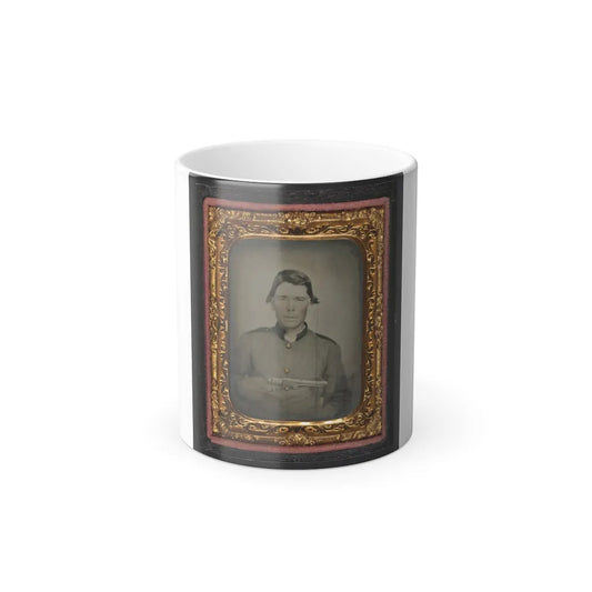 Unidentified Soldier in Confederate Uniform With Colt Revolver (U.S. Civil War) Color Changing Coffee Mug 11oz-11oz-Go Mug Yourself
