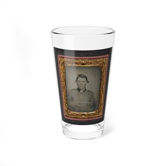 Unidentified Soldier In Confederate Uniform With Colt Revolver (U.S. Civil War) Pint Glass 16oz-16oz-Go Mug Yourself