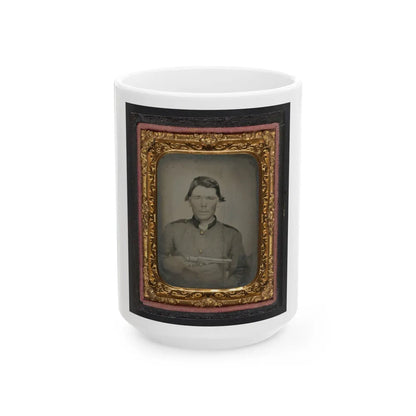 Unidentified Soldier In Confederate Uniform With Colt Revolver (U.S. Civil War) White Coffee Mug-15oz-Go Mug Yourself