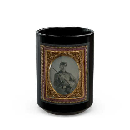 Unidentified Soldier In Confederate Uniform With Conversion Musket And Small Bowie Knife (U.S. Civil War) Black Coffee Mug-15oz-Go Mug Yourself