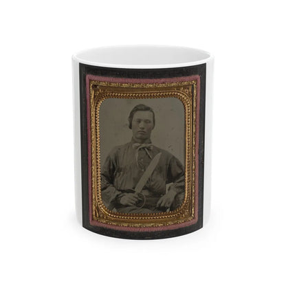 Unidentified Soldier In Confederate Uniform With D Guard Bowie Knife (U.S. Civil War) White Coffee Mug-11oz-Go Mug Yourself