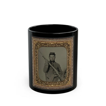 Unidentified Soldier In Confederate Uniform With Flintlock Musket (U.S. Civil War) Black Coffee Mug-11oz-Go Mug Yourself