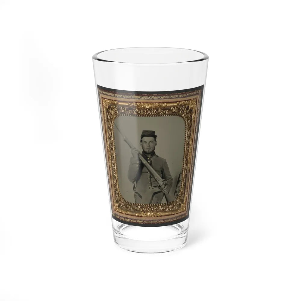 Unidentified Soldier In Confederate Uniform With Flintlock Musket (U.S. Civil War) Pint Glass 16oz-16oz-Go Mug Yourself