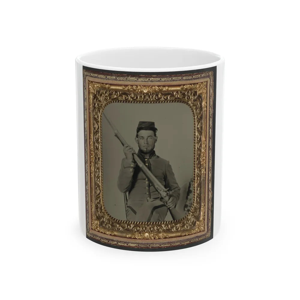 Unidentified Soldier In Confederate Uniform With Flintlock Musket (U.S. Civil War) White Coffee Mug-11oz-Go Mug Yourself