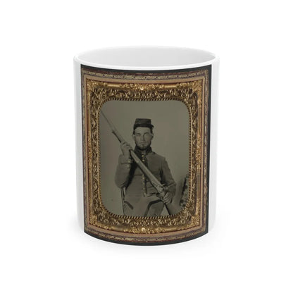 Unidentified Soldier In Confederate Uniform With Flintlock Musket (U.S. Civil War) White Coffee Mug-11oz-Go Mug Yourself