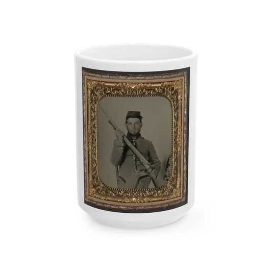 Unidentified Soldier In Confederate Uniform With Flintlock Musket (U.S. Civil War) White Coffee Mug-15oz-Go Mug Yourself