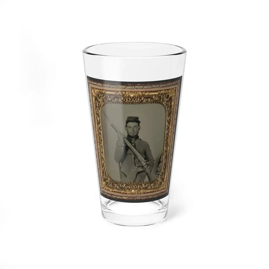 Unidentified Soldier In Confederate Uniform With Flintlock Musket (U.S. Civil War) Pint Glass 16oz 16oz - Go Mug Yourself