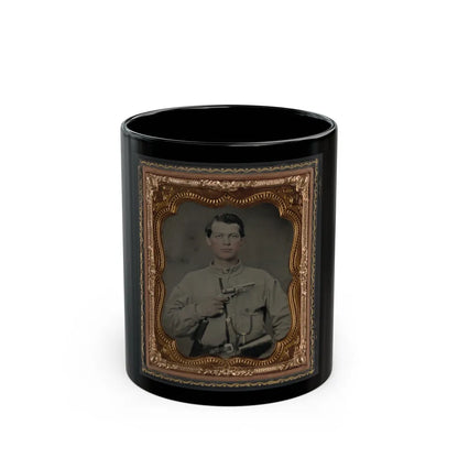 Unidentified Soldier In Confederate Uniform With Gun (U.S. Civil War) Black Coffee Mug-11oz-Go Mug Yourself