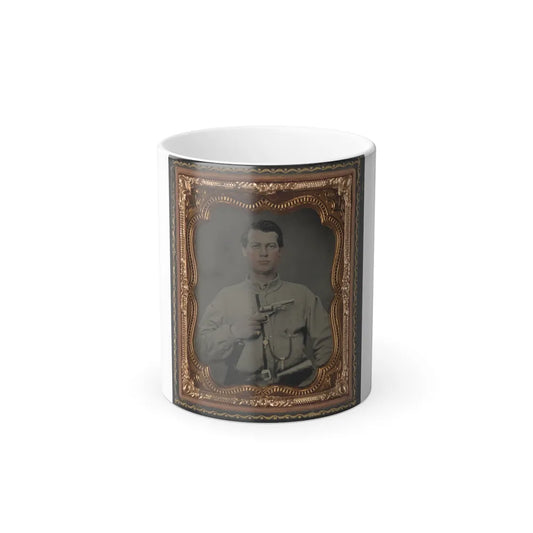 Unidentified Soldier in Confederate Uniform With Gun (U.S. Civil War) Color Changing Coffee Mug 11oz-11oz-Go Mug Yourself