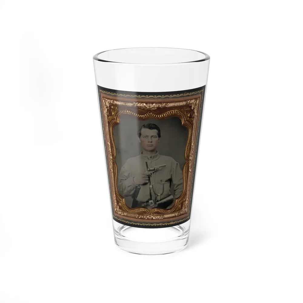 Unidentified Soldier In Confederate Uniform With Gun (U.S. Civil War) Pint Glass 16oz-16oz-Go Mug Yourself