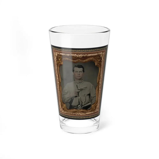 Unidentified Soldier In Confederate Uniform With Gun (U.S. Civil War) Pint Glass 16oz 16oz - Go Mug Yourself