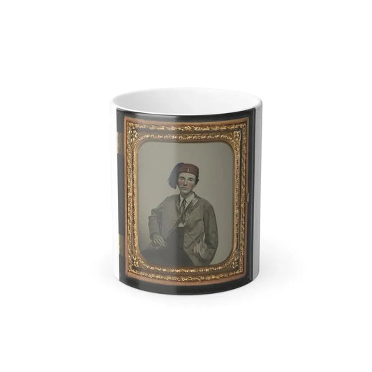 Unidentified Soldier in Confederate Uniform With  I  Buttons and Company B Hat With Tin Drum Canteen (U.S. Civil War) Color Changing Coffee Mug 11oz Default Title 11oz - Go Mug Yourself