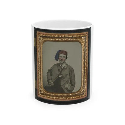 Unidentified Soldier In Confederate Uniform With  I  Buttons And Company B Hat With Tin Drum Canteen (U.S. Civil War) White Coffee Mug 11oz - Go Mug Yourself