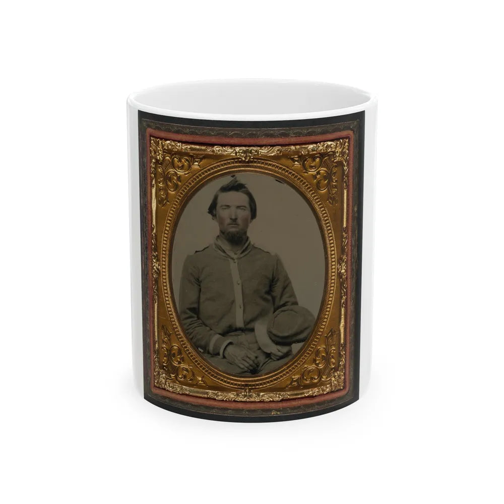 Unidentified Soldier In Confederate Uniform With Kepi (U.S. Civil War) White Coffee Mug-11oz-Go Mug Yourself