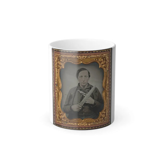 Unidentified Soldier in Confederate Uniform With Knife and Revolver (U.S. Civil War) Color Changing Coffee Mug 11oz-11oz-Go Mug Yourself