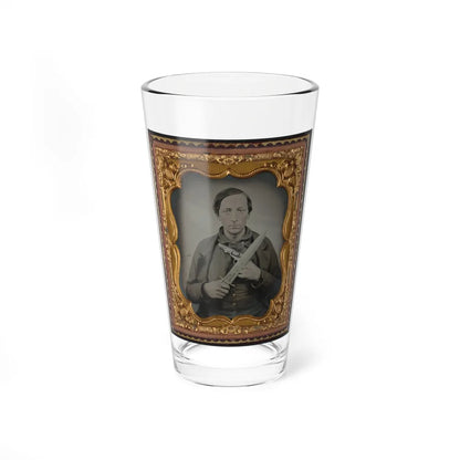 Unidentified Soldier In Confederate Uniform With Knife And Revolver (U.S. Civil War) Pint Glass 16oz-16oz-Go Mug Yourself