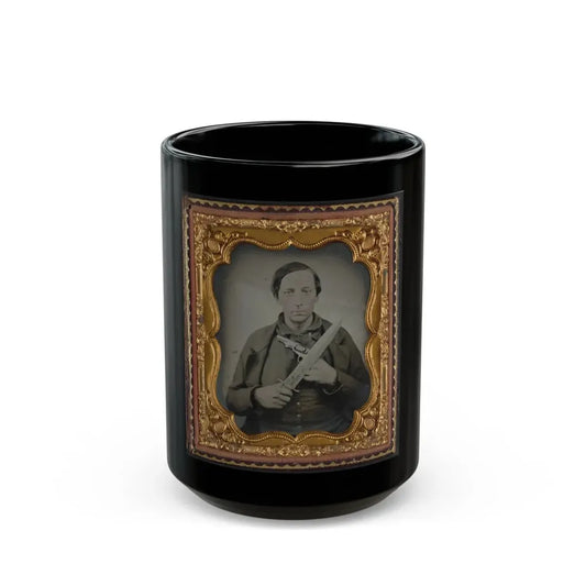 Unidentified Soldier In Confederate Uniform With Knife And Revolver (U.S. Civil War) Black Coffee Mug 15oz - Go Mug Yourself