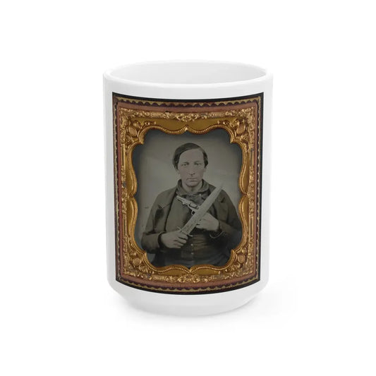 Unidentified Soldier In Confederate Uniform With Knife And Revolver (U.S. Civil War) White Coffee Mug 15oz - Go Mug Yourself