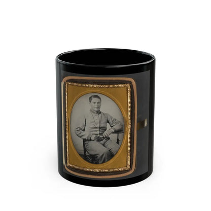 Unidentified Soldier In Confederate Uniform With Lanyard Around His Neck (U.S. Civil War) Black Coffee Mug-11oz-Go Mug Yourself