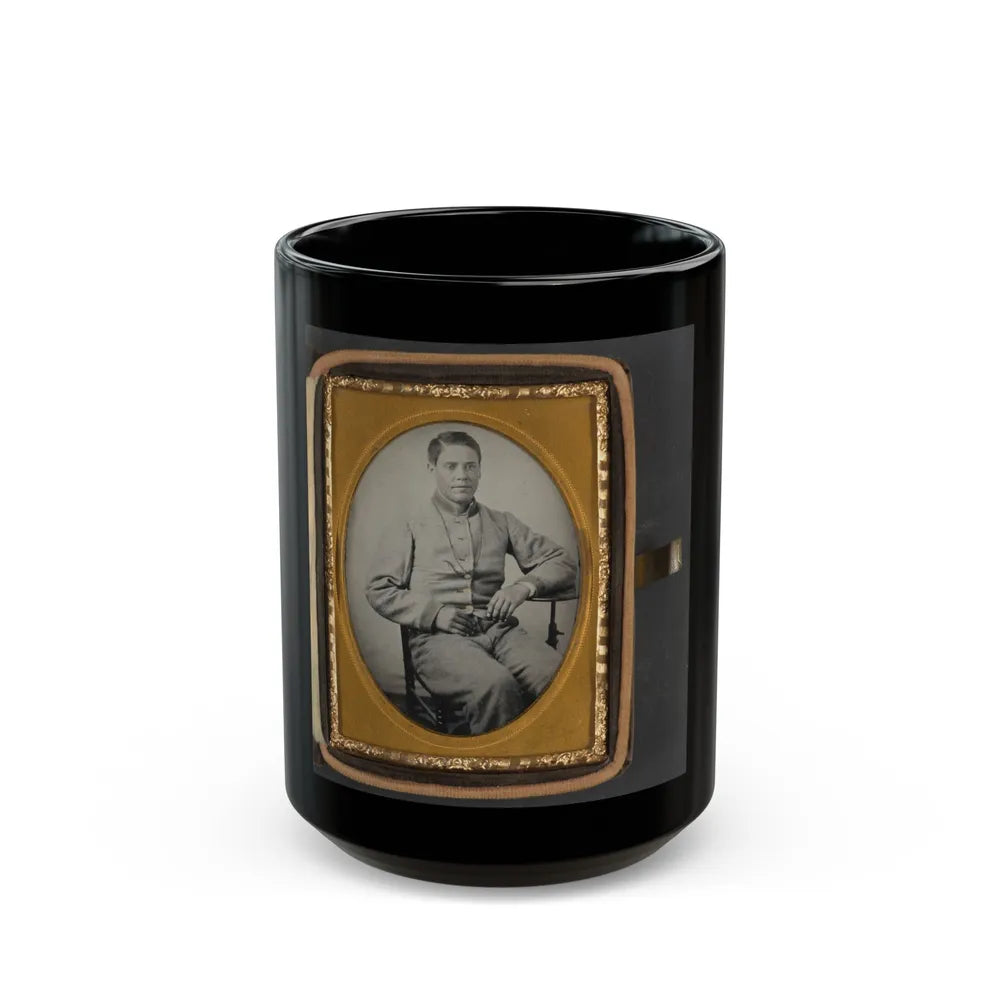 Unidentified Soldier In Confederate Uniform With Lanyard Around His Neck (U.S. Civil War) Black Coffee Mug-15oz-Go Mug Yourself