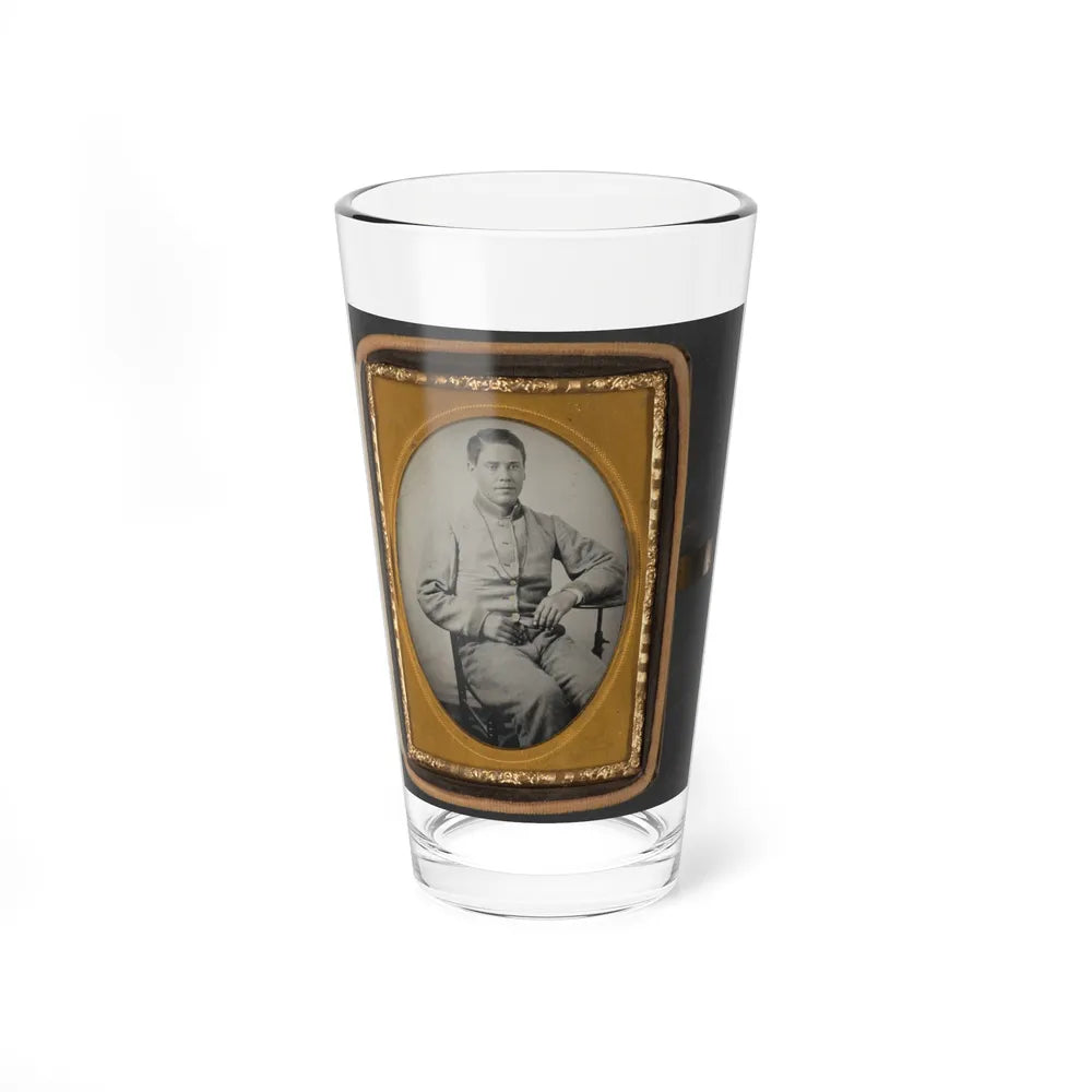 Unidentified Soldier In Confederate Uniform With Lanyard Around His Neck (U.S. Civil War) Pint Glass 16oz-16oz-Go Mug Yourself