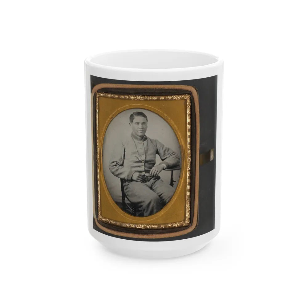 Unidentified Soldier In Confederate Uniform With Lanyard Around His Neck (U.S. Civil War) White Coffee Mug-15oz-Go Mug Yourself